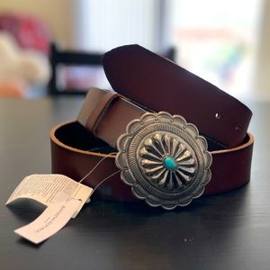 (L) Banana Republic Leather Belt with Turquoise